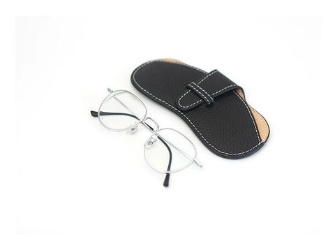 Classic Style Commute Solid Color Pu Leather Unisex Glasses Pouch
