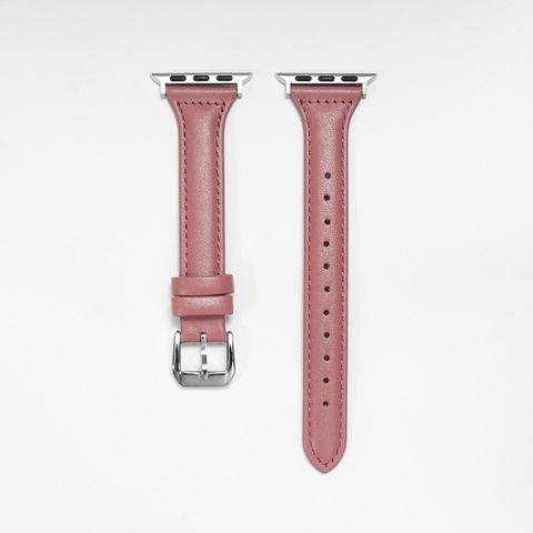 Vintage Style Solid Color Genuine Leather   Watch Strap