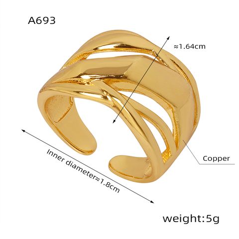 Elegant Retro Geometric Copper Plating 18k Gold Plated Open Rings