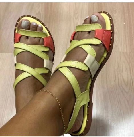 Women's Roman Style Solid Color Open Toe Ankle Strap Sandals