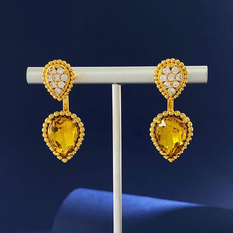1 Pair Sweet Water Droplets Plating Inlay Artificial Crystal Diamond Drop Earrings