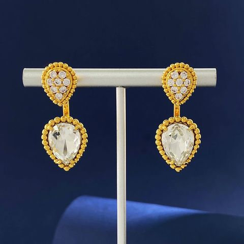 1 Pair Sweet Water Droplets Plating Inlay Artificial Crystal Diamond Drop Earrings