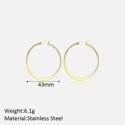 1 Pair Simple Style Classic Style Solid Color Plating Stainless Steel Hoop Earrings