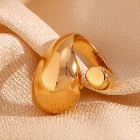 Ig Style Classic Style Water Droplets Stainless Steel Plating 18k Gold Plated Open Rings