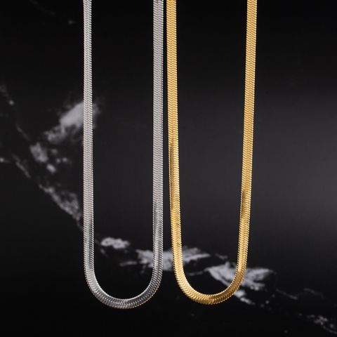 Stainless Steel 18K Gold Plated Hip-Hop Simple Style Polishing Plating Solid Color Necklace