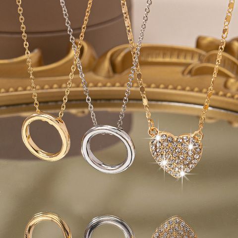 Sweet Heart Shape Alloy Inlay Artificial Diamond Women's Pendant Necklace