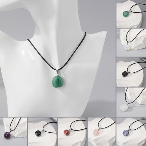 Simple Style Geometric Natural Stone Solitaire Necklace