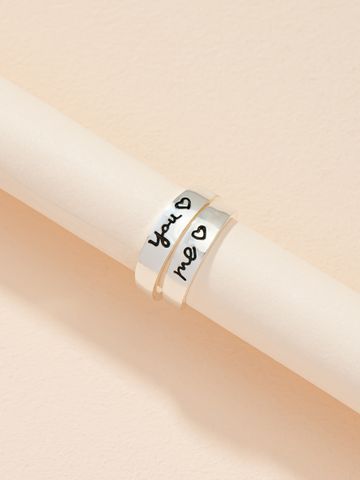 Romantic Simple Style Letter Ferroalloy Couple Rings