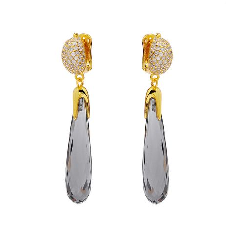 1 Pair Vintage Style Water Droplets Plating Artificial Crystal Drop Earrings
