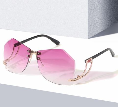 Basic Gradient Color Pc Special-shaped Mirror Frameless Women's Sunglasses