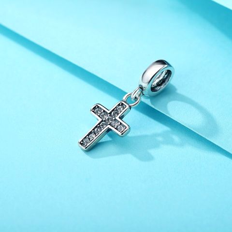 1 Piece Ig Style Elegant Cross Sterling Silver Plating Inlay Pendant Jewelry Accessories