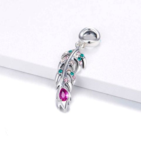 1 Piece Ig Style Elegant Vintage Style Feather Sterling Silver Plating Inlay Pendant Jewelry Accessories