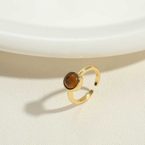 Vintage Style Simple Style Commute Irregular Copper Plating Inlay Zircon 14k Gold Plated Open Rings