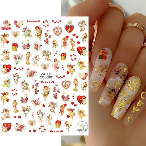 Valentine's Day Sweet Cartoon Letter Heart Shape Pvc Nail Decoration Accessories 1 Set