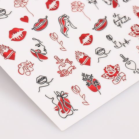 Valentine's Day Simple Style Heart Shape Stickers Nail Decoration Accessories 1 Set