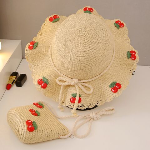 Children Unisex Cute Sweet Flower Flowers Ruffles Straw Hat