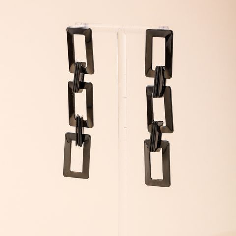 1 Pair Classic Style Commute Square Alloy Drop Earrings
