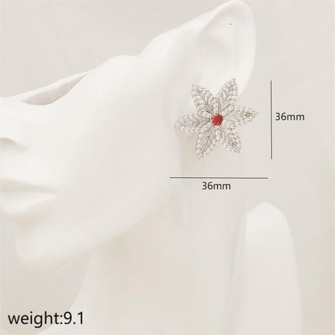 1 Pair Luxurious Snowflake Plating Inlay Copper Zircon White Gold Plated Ear Studs