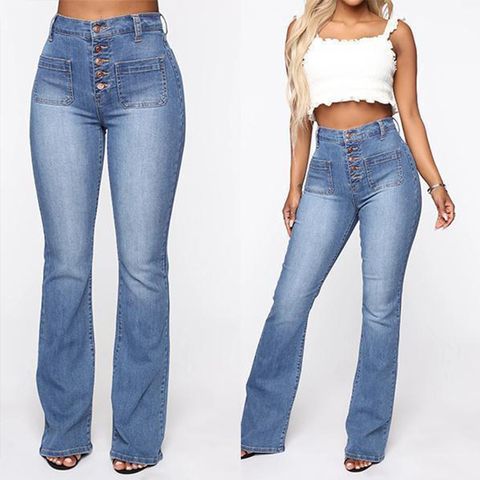 Women's Daily Streetwear Solid Color Full Length Jeans Straight Pants