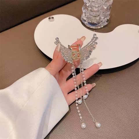 Women's Lady Butterfly Imitation Pearl Alloy Plating Inlay Rhinestones Hair Claws