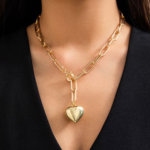 Wholesale Jewelry Exaggerated Simple Style Classic Style Heart Shape CCB Iron Three-dimensional Chain Pendant Necklace