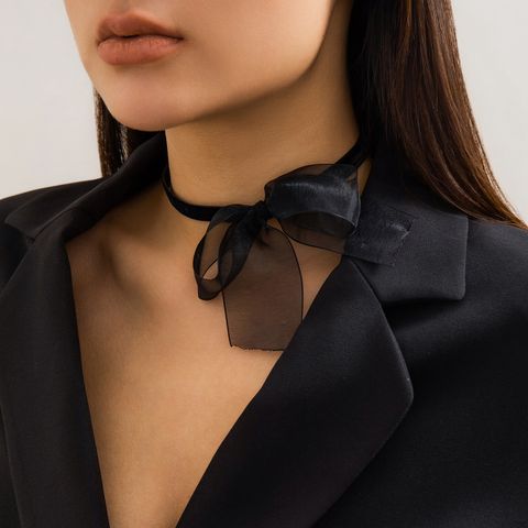 Simple Style Classic Style Cool Style Bow Knot Gauze Korean Velvet Three-dimensional Straps Women's Choker