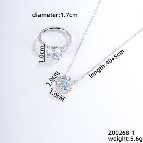 Simple Style Geometric Copper Plating Inlay Zircon Silver Plated Rings Necklace