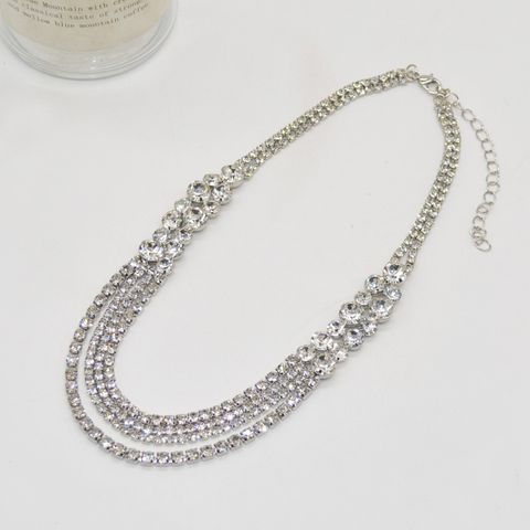 Luxurious Shiny Geometric Rhinestone Wholesale Layered Necklaces