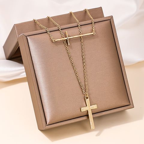 Simple Style Classic Style Artistic Cross Alloy Zinc Women's Layered Necklaces