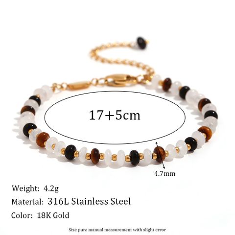Vintage Style Simple Style Classic Style Multicolor Stainless Steel Beaded Plating 18k Gold Plated Women's Bracelets