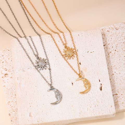 Simple Style Sun Moon Alloy Zinc Unisex Pendant Necklace