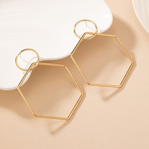 1 Pair Casual Simple Style Artistic Hexagon Round Alloy Zinc Drop Earrings