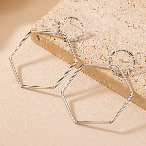 1 Pair Casual Simple Style Artistic Hexagon Round Alloy Zinc Drop Earrings