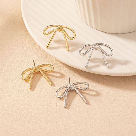 1 Pair Sweet Simple Style Artistic Bow Knot Alloy Zinc Ear Studs