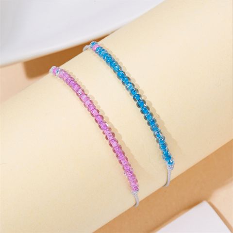 Simple Style Circle Synthetic Resin Rope Beaded Valentine's Day Couple Drawstring Bracelets