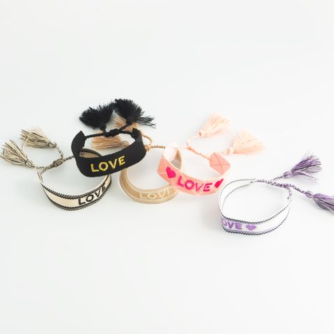 Wholesale Jewelry IG Style Modern Style Letter Heart Shape Polyester Tassel Braid Bracelets