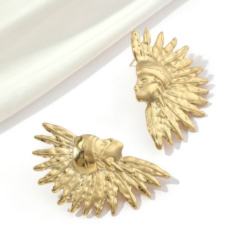 1 Pair Ethnic Style Indians Plating Titanium Steel 18k Gold Plated Ear Studs