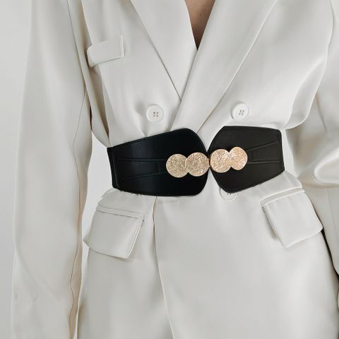 Elegant Geometric Pu Leather Alloy Women's Leather Belts