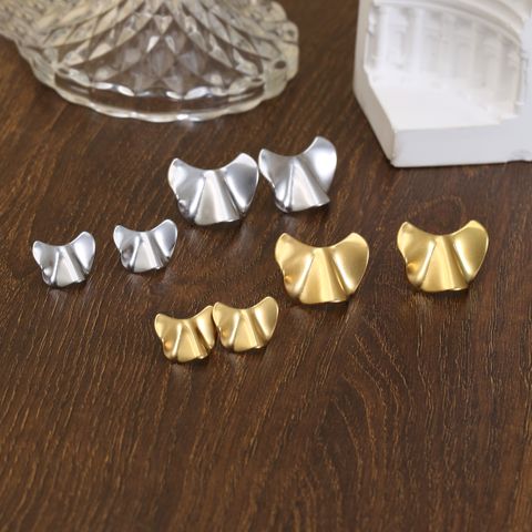 1 Pair Simple Style Commute Solid Color Polishing Plating Stainless Steel 18K Gold Plated Ear Studs