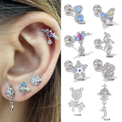 1 Piece Simple Style Geometric Plating Inlay Brass Zircon 18k Gold Plated White Gold Plated Ear Studs