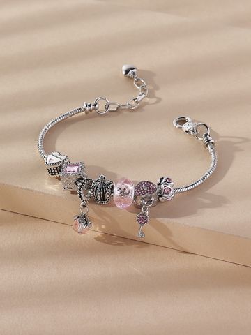 Sweet Heart Shape Crown Key Rhinestones Alloy Wholesale Bracelets