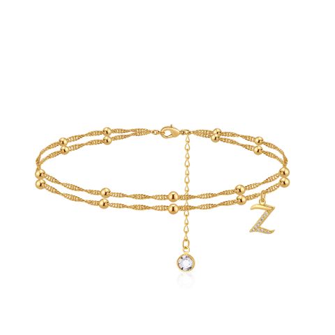 Vacation Letter Copper Plating 14k Gold Plated Women's Anklet