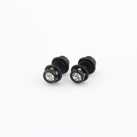 1 Pair Basic Round Plating Inlay 304 Stainless Steel Arylic Rubber Rhinestones Ear Studs