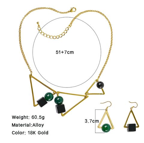 Elegant Luxurious Triangle Alloy Plating Inlay Acrylic Resin 18k Gold Plated Women's Earrings Necklace