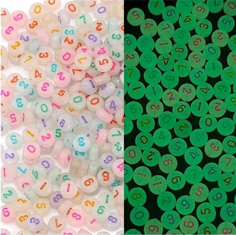 100 Pieces 4 * 7mm Hole 1~1.9mm Arylic Letter Number Beads