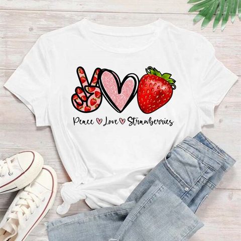 Women's T-shirt Short Sleeve T-shirts Printing Casual Classic Style Printing Letter Heart Shape