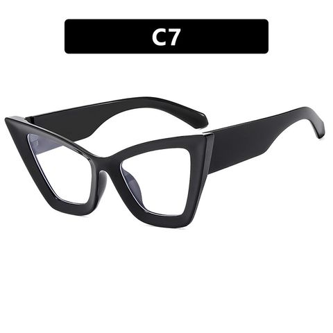 Hip-hop Exaggerated Streetwear Solid Color Ac Cat Eye Full Frame Men's Sunglasses