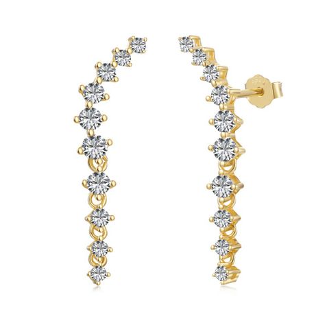 1 Pair Elegant Geometric Plating Sterling Silver Zircon 18k Gold Plated Drop Earrings