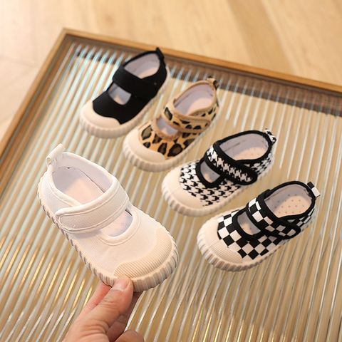 Kid's Basic Stripe Checkered Round Toe Canvas Shoes