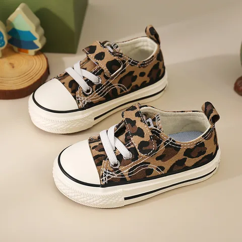 Kid's Basic Leopard Round Toe Flats